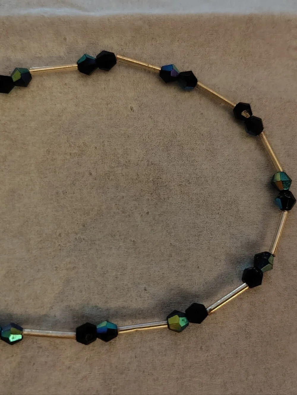 Black and Iridescent Beaded Women's Choker Sterling silver 925